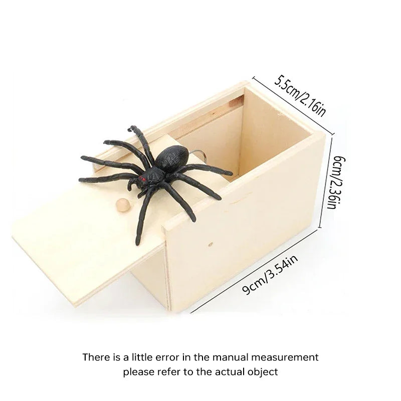 Funny Spider Jump Scare Box – Wooden Prank Toy for Friends, Office & Parties