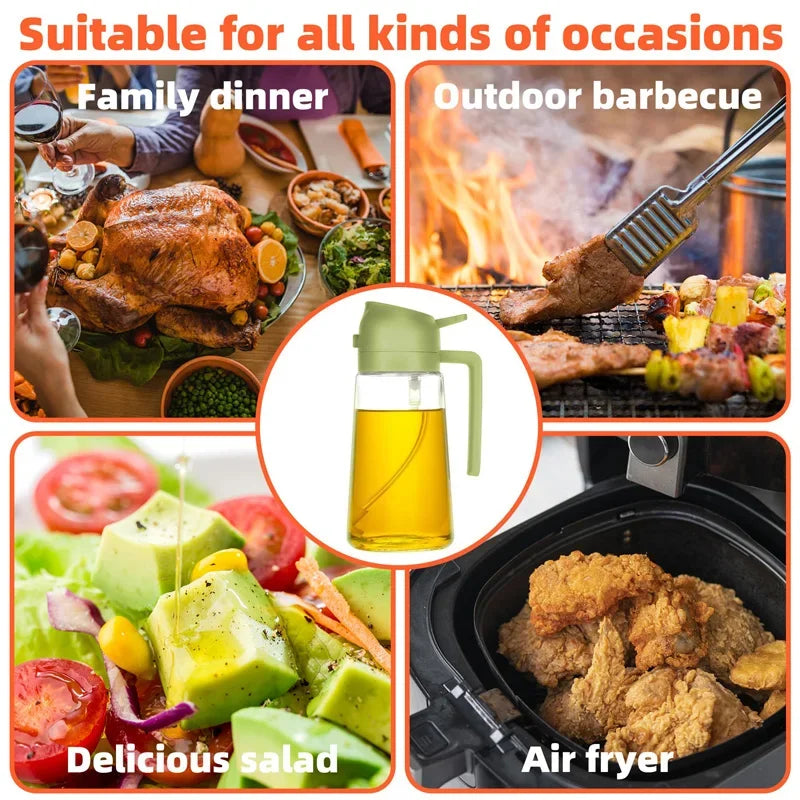 2-in-1 Oil Sprayer & Pour Bottle (200/300ml) – For Air Fryer, BBQ & Cooking
