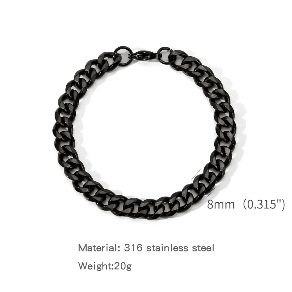 Stainless Steel Miami Cuban Link Bracelet – Waterproof 5–9mm Chain