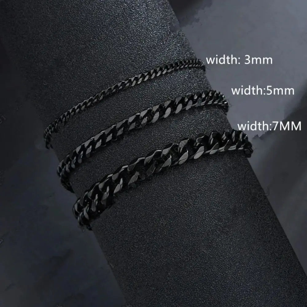 Stainless Steel Cuban Chain Bracelet – Trendy 3/5/7mm Unisex Jewelry Gift