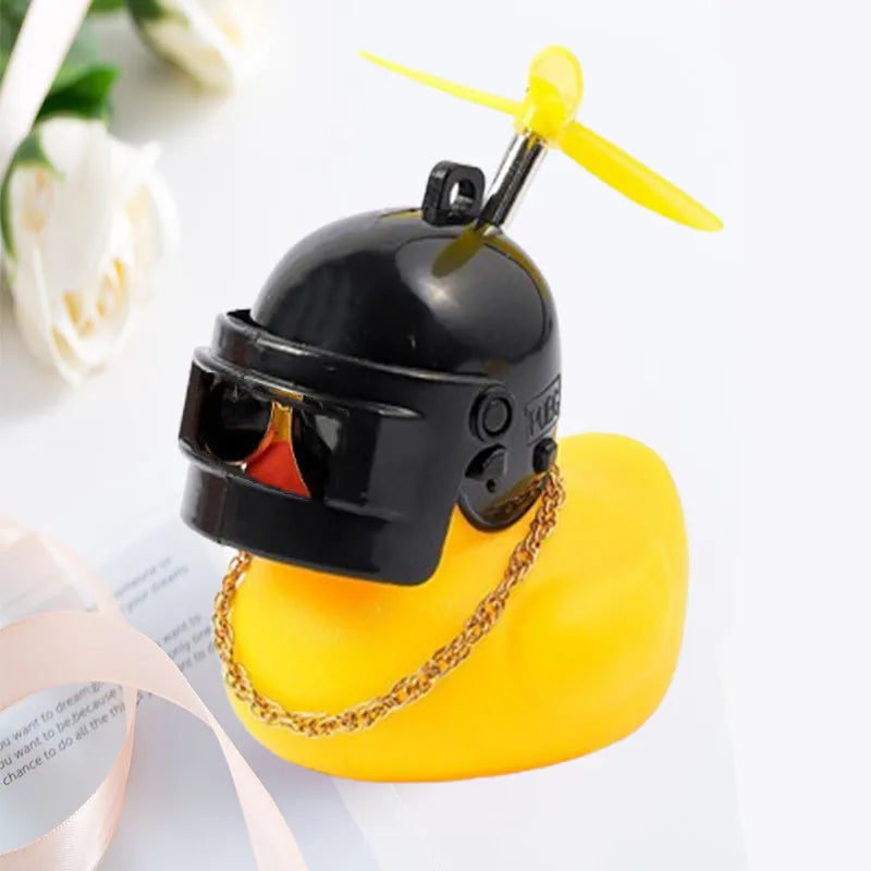 Wind-Breaking Yellow Duck Helmet Decor – Car & Bike Dashboard Accessory