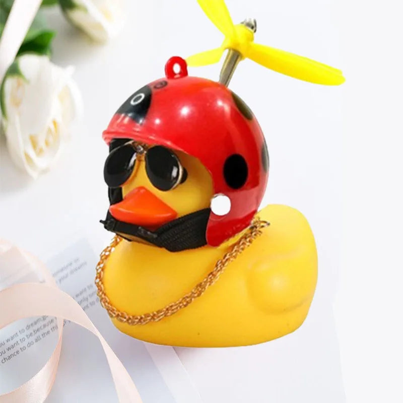 Wind-Breaking Yellow Duck Helmet Decor – Car & Bike Dashboard Accessory