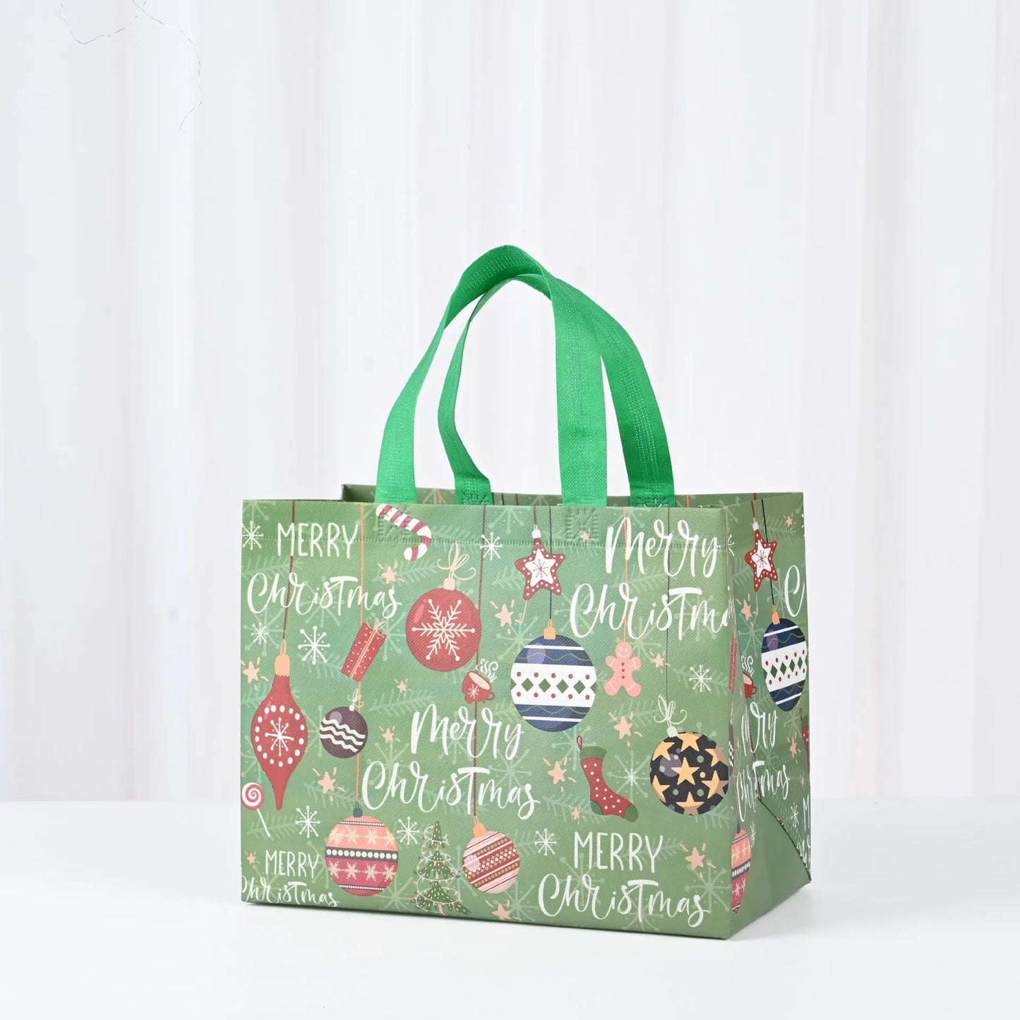 Large Merry Christmas Gift Bag – Non-Woven Tote with Santa & Snowman Design