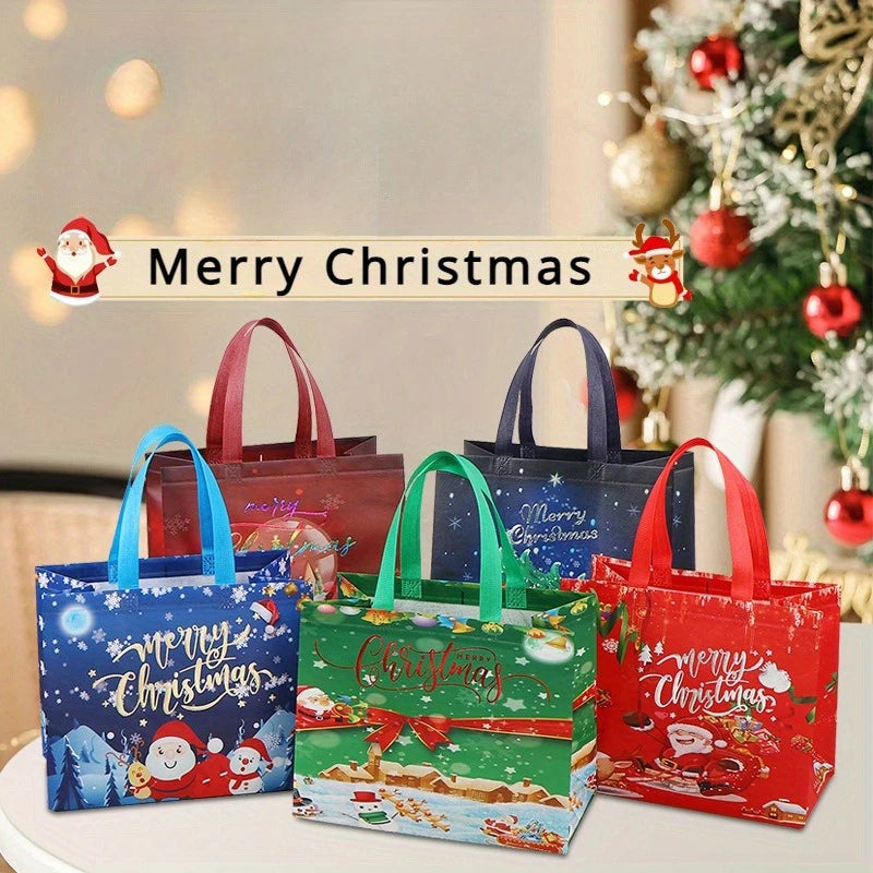 Reusable Christmas Gift Bags with Handles – Random Style Holiday Shopping & Party Favor Bag