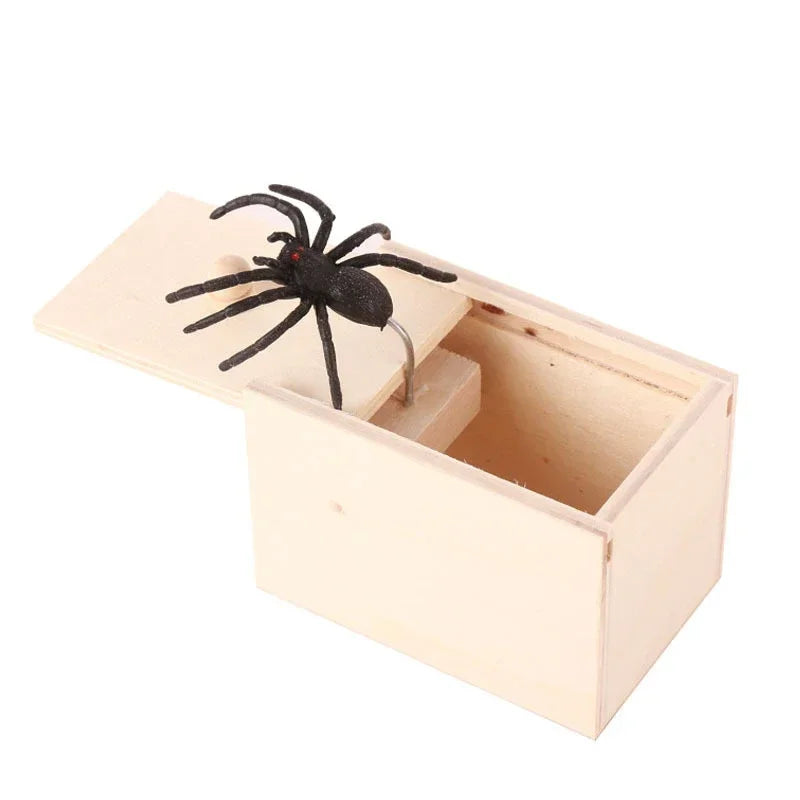Funny Spider Jump Scare Box – Wooden Prank Toy for Friends, Office & Parties
