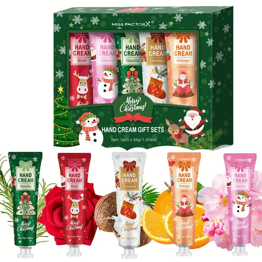 5-Piece Christmas Hand Cream Gift Set – Travel-Size Moisturizing Cream(30g Each)