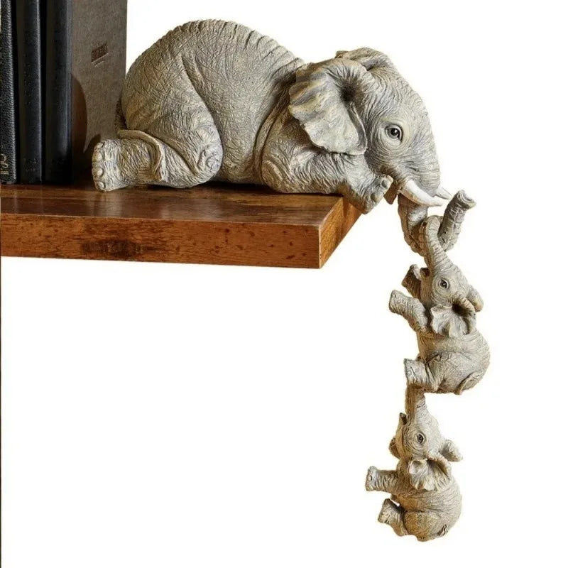 Elephant Decor Set – 3-Piece Resin Miniature Home Decor Gift