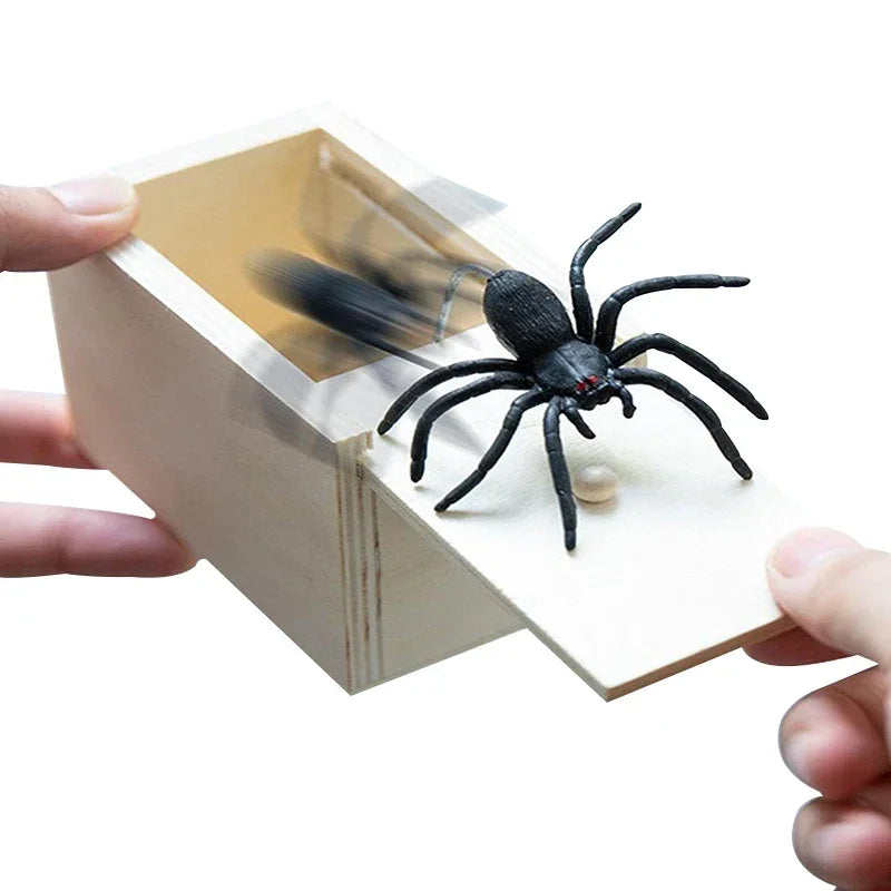 Funny Spider Jump Scare Box – Wooden Prank Toy for Friends, Office & Parties