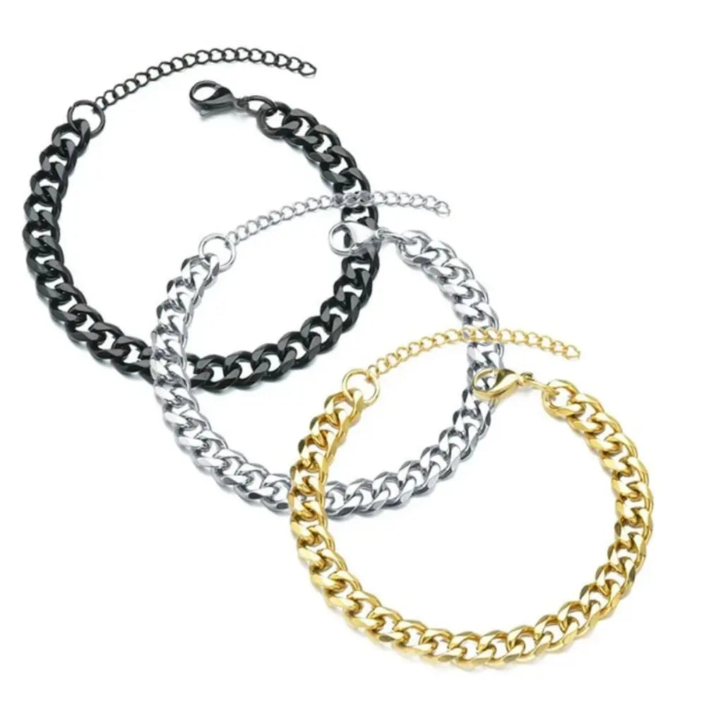 Stainless Steel Cuban Chain Bracelet – Trendy 3/5/7mm Unisex Jewelry Gift