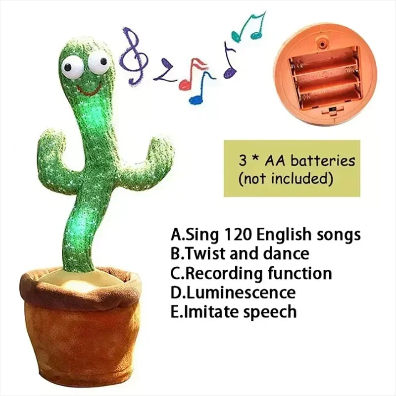 Dancing & Talking Cactus Toy – Electronic Plush with 120 Songs for Kids
