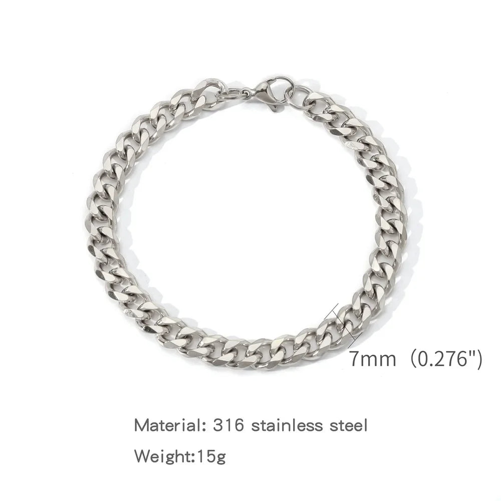 Stainless Steel Miami Cuban Link Bracelet – Waterproof 5–9mm Chain