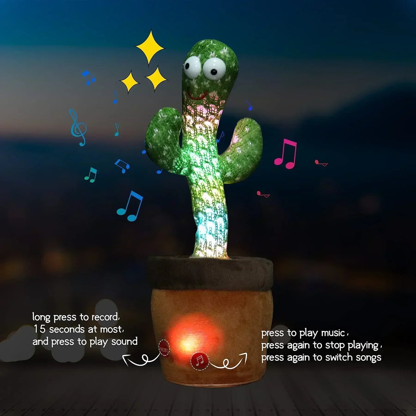 Dancing & Talking Cactus Toy – Electronic Plush with 120 Songs for Kids