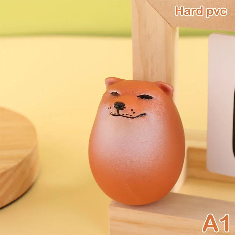 Shiba Inu Dog & Egg Decor – Funny PVC Desk Ornament for Home & Office