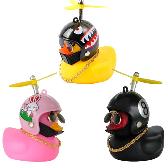 Wind-Breaking Yellow Duck Helmet Decor – Car & Bike Dashboard Accessory