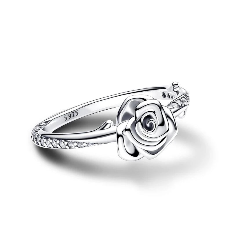 925 Silver Blooming Rose Ring – Luxury Gift for Women