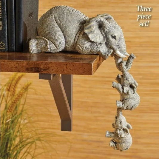 Elephant Decor Set – 3-Piece Resin Miniature Home Decor Gift