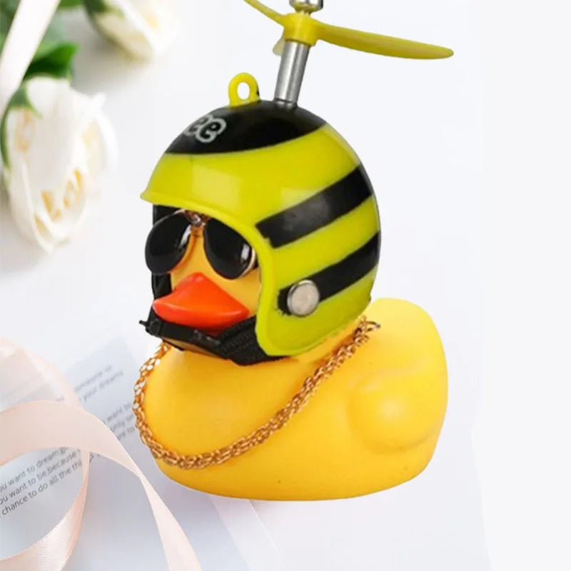 Wind-Breaking Yellow Duck Helmet Decor – Car & Bike Dashboard Accessory