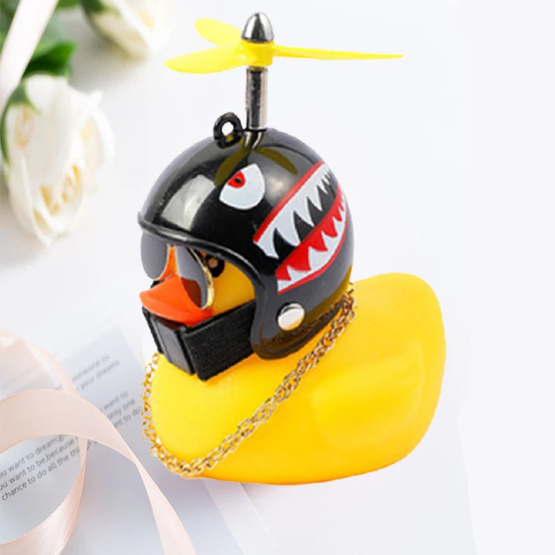 Wind-Breaking Yellow Duck Helmet Decor – Car & Bike Dashboard Accessory