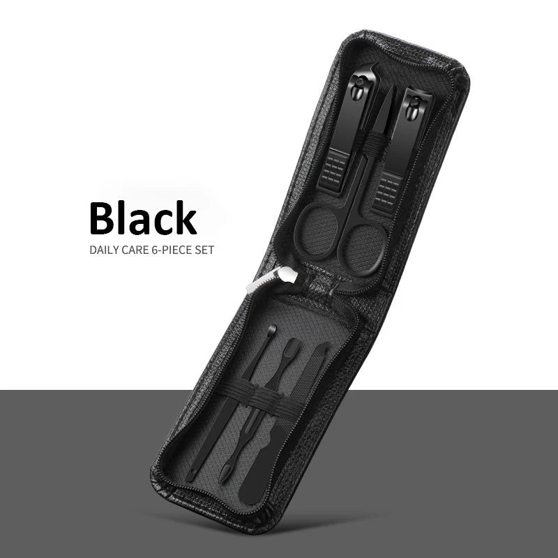 6–9 Piece Professional Manicure Set – Stainless Steel Grooming Kit with Leather Case