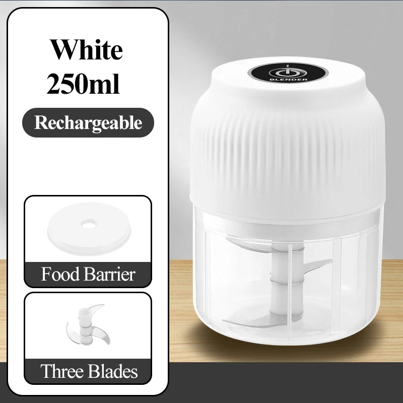 Mini Wireless Electric Garlic & Vegetable Chopper – USB Rechargeable (250ml)