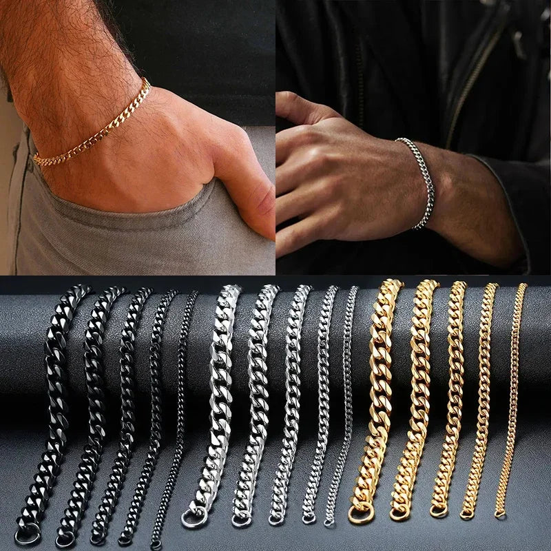 Stainless Steel Miami Cuban Link Bracelet – Waterproof 5–9mm Chain