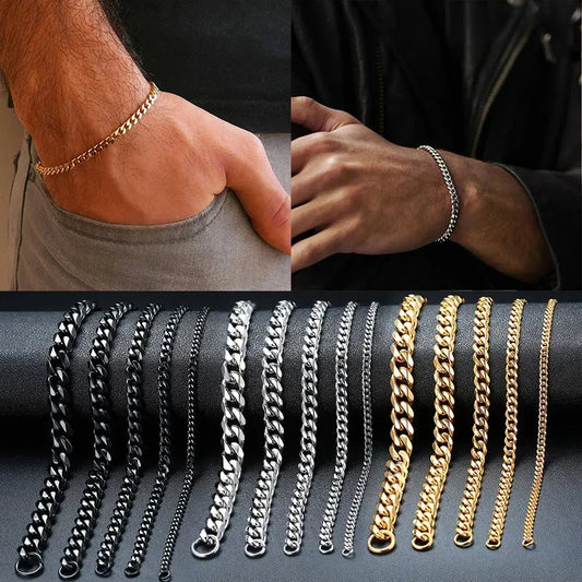 Stainless Steel Miami Cuban Link Bracelet – Waterproof 5–9mm Chain